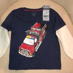 Carter’s Boys fire truck shirt 9mo NWT